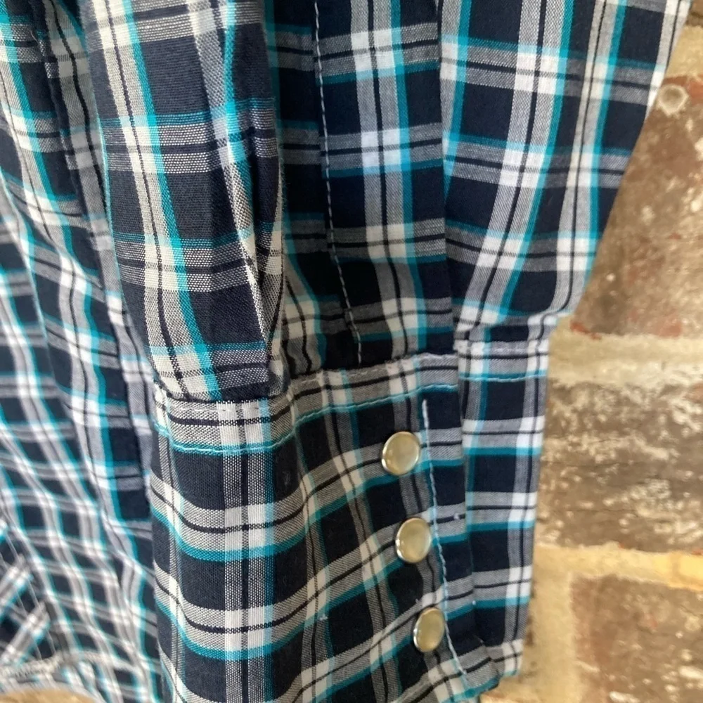Wrangler Pearl Snap Vintage Western Shirt Long Sleeve Men’s 18  Plaid